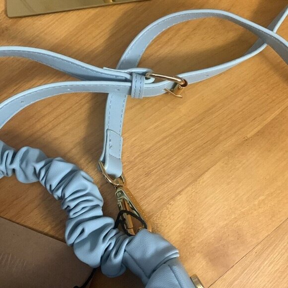 Steve Madden Corinne Crescent Crossbody 2-way Bag Ruched Handle Sea Crush Mint - Picture 12 of 12